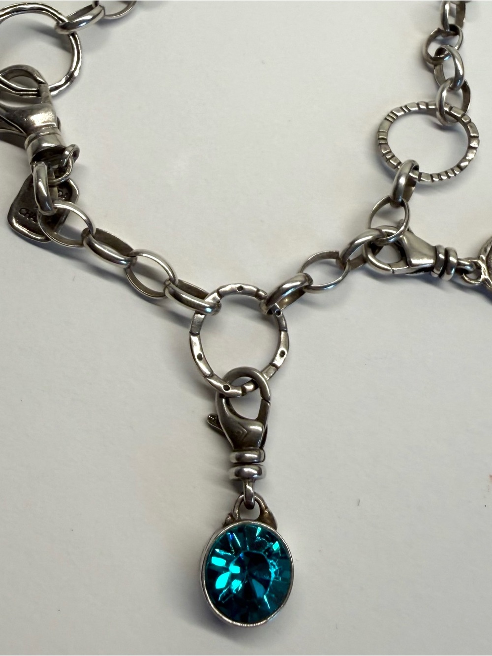 Silpada December Birthstone Charm Sterling Silver Blue Crystal Dangle Pendant